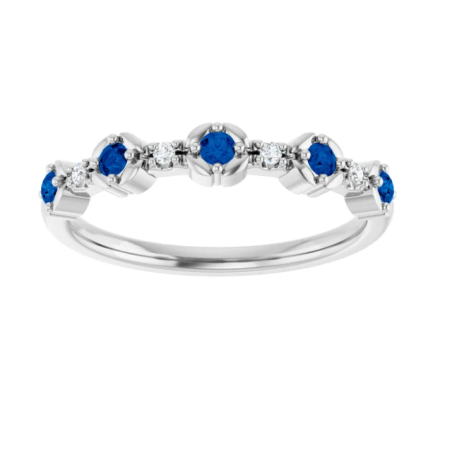 Anel em Prata 925 com Safira Azul Natural & Diamantes