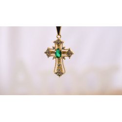 Cross Pendant with Green Stone – Faith & Elegance ✨