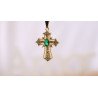 Cross Pendant with Green Stone – Faith & Elegance ✨