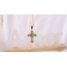 Cross Pendant with Green Stone – Faith & Elegance ✨