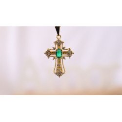 Cross Pendant with Green Stone – Faith & Elegance ✨