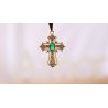 Cross Pendant with Green Stone – Faith & Elegance ✨