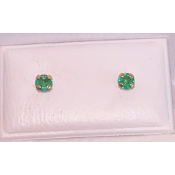 18K Gold Stud Earrings with Colombian AAA Emeralds – Minimalist Luxury ✨