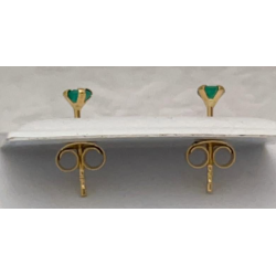 18K Gold Stud Earrings with Colombian AAA Emeralds – Minimalist Luxury ✨