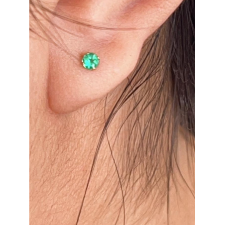 18K Gold Stud Earrings with Colombian AAA Emeralds – Minimalist Luxury ✨