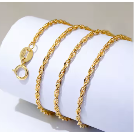 18K Gold Rope Chain Necklace – Timeless Elegance ✨