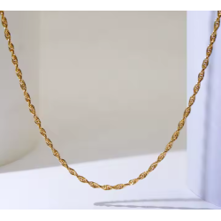 18K Gold Rope Chain Necklace (Au750) – Timeless Sophistication ✨