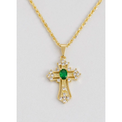 Cross Pendant with Green Stone – Faith & Elegance ✨