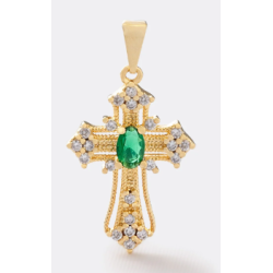 Cross Pendant with Green Stone – Faith & Elegance ✨