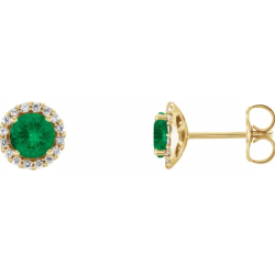 Colombian Emerald & Diamond Earrings in 14K Gold | Luxury Fine Jewelry