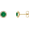 Colombian Emerald & Diamond Earrings in 14K Gold | Luxury Fine Jewelry