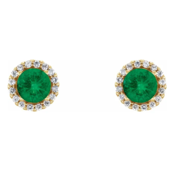 Colombian Emerald & Diamond Earrings in 14K Gold | Luxury Fine Jewelry