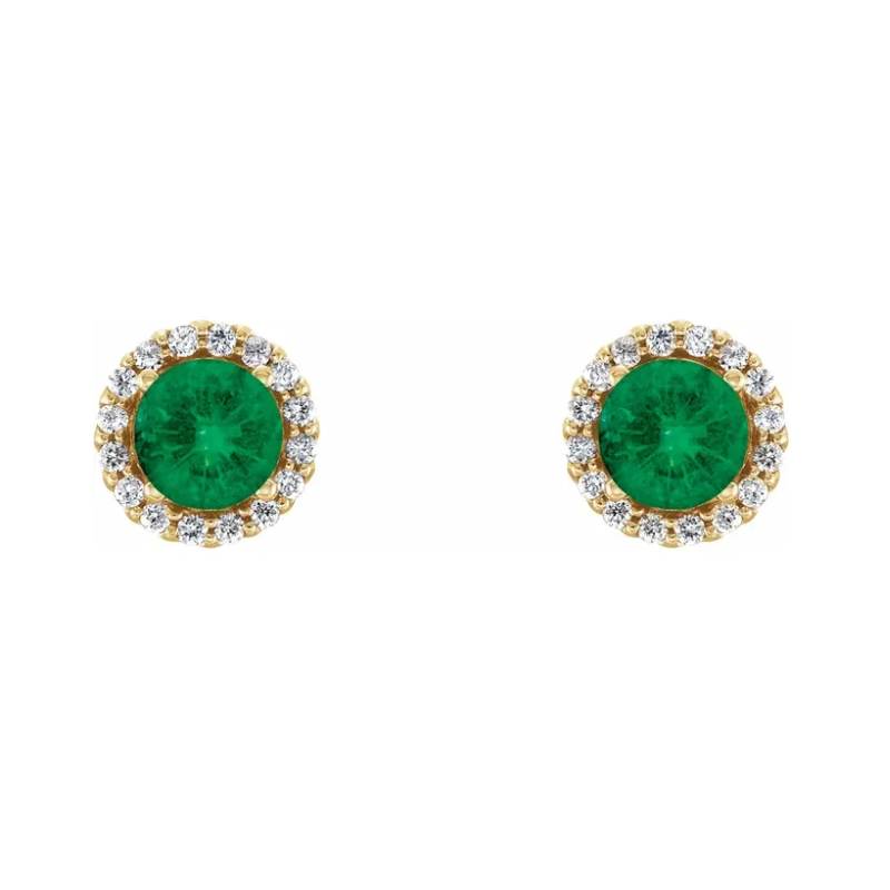 Colombian Emerald & Diamond Earrings in 14K Gold | Luxury Fine Jewelry