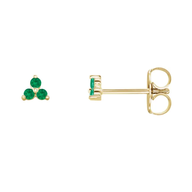 Minimalist Earrings in 14K Gold with Natural Colombian Emeralds – Elegance and Exclusivity