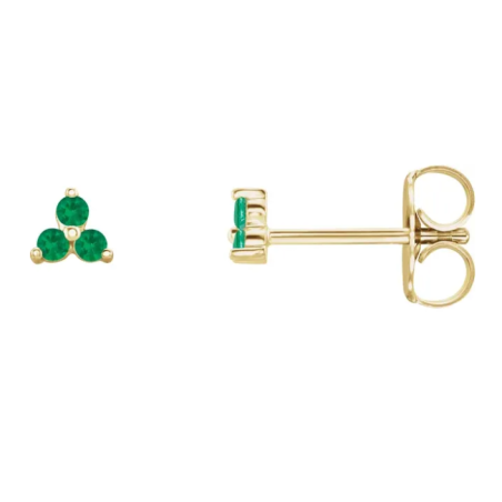 Minimalist Earrings in 14K Gold with Natural Colombian Emeralds – Elegance and Exclusivity