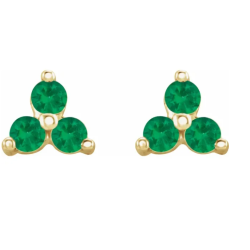 Minimalist Earrings in 14K Gold with Natural Colombian Emeralds – Elegance and Exclusivity