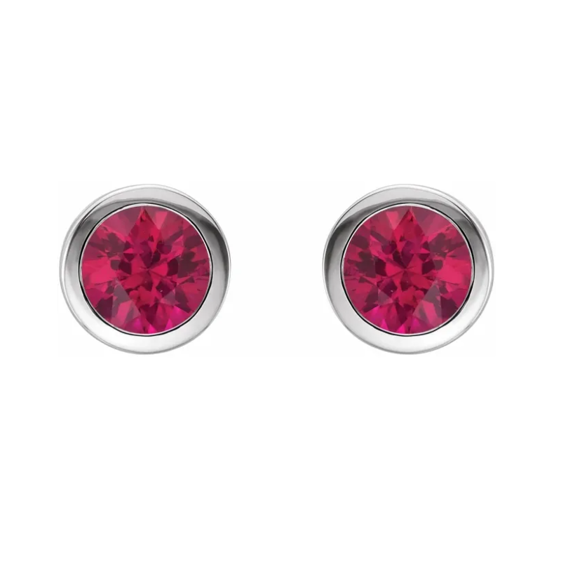 925 Silver Earrings with Cultured Ruby – Sustainable Luxury