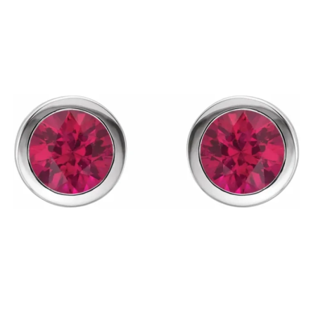 925 Silver Earrings with Cultured Ruby – Sustainable Luxury