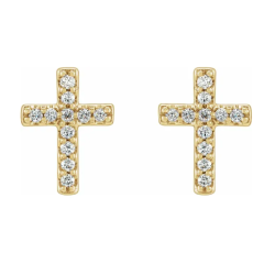 14K Gold Cross Earrings with Natural Diamonds – Luxury and Meaning