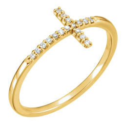 Anel Cruz em Ouro 14K com Diamantes Naturais – Elegância e Significado